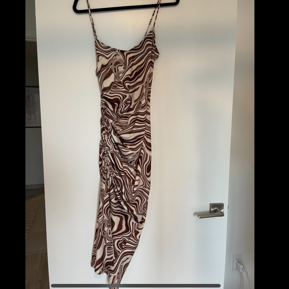Bershka brown slinky dress - size S